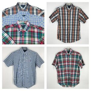 BUNDLE of 3 Ralph Lauren Medium Plaid Short Sleeve Button‎ Up Shirt Polo Mens